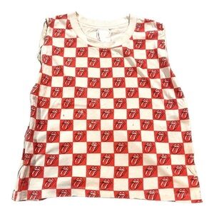 Madeworn Checked Rolling Stones Tongue Zipper Side Sleeves Sz M 100% Cotton